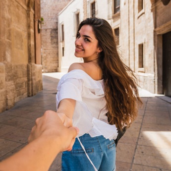 Tourist visiting a historic city in Spain